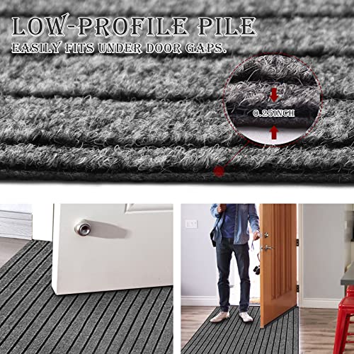 AYOHA Runner Rug 2' x 6' Indoor/Outdoor Carpet for Hallway Kitchen Entryway Patio Lobby Garage Deck Area Rugs with Natural Non-Slip Rubber Backing, Gray/Black Strip (Available for Custom Sizes) by A AYOHA HOME&GARDEN - Used condition - Image 3