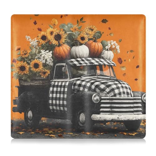 Car Registration and Insurance Holders Truck with Pumpkin Print, PU Leather for License Documents Cards2