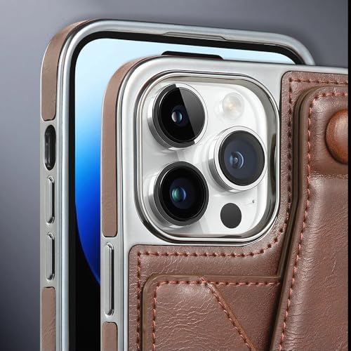 Étui portefeuille en cuir pliable iPhone 15 Pro Max 12 bleu