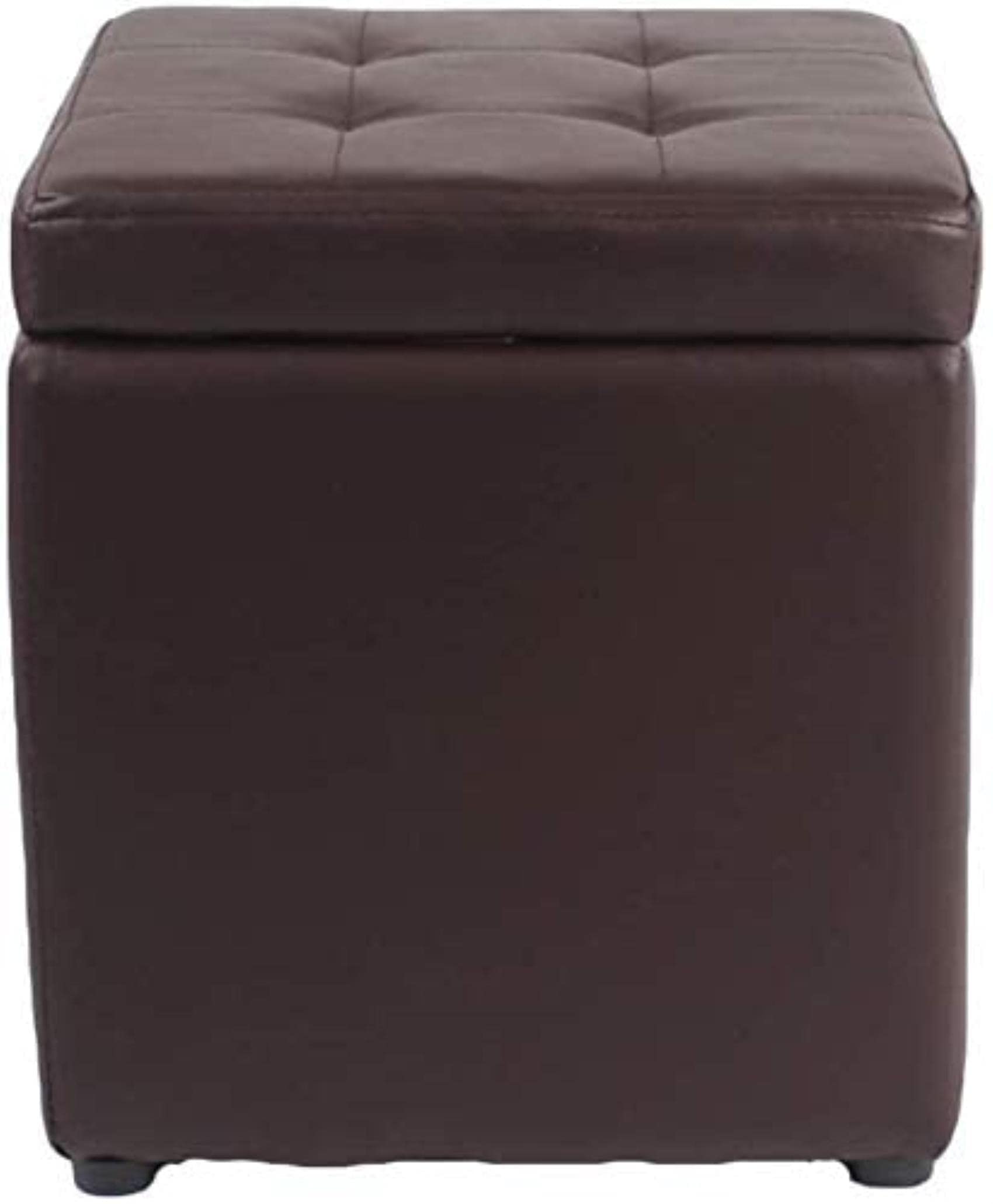 Poufe de Rangement en Simili Cuir et Repose-Pieds Cube Rembourré Noir