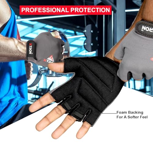 Image of XTRON Gym Gloves Weight Lifting Fitness Gloves Men & Women for Workout, Training, Exercise, Cycling Gloves, Bike Sports Gloves (Nexa DX 071) Black Grey