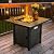 Nuu Garden 30” Propane Fire Pit, CSA-Listed Outdoor Fire Pit Table, 50,000 BTU Gas Fire Pit with Lid and Lava Rocks, 2-in-1 Square Fire Pit for Outside Backyard Patio, Black with Gold Edge