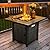 Nuu Garden 30” Propane Fire Pit, CSA-Listed Outdoor Fire Pit Table, 50,000 BTU Gas Fire Pit with Lid and Lava Rocks, 2-in-1 Square Fire Pit for Outside Backyard Patio, Black with Gold Edge