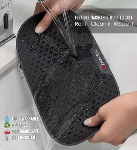 Image of RIGGEAR Car Dashboard Anti-Slip Mat, Universal Sticky Rubber Grip Pad for Mobile Phone, Sunglasses, Keys, Coins- Washable Reusable Anti-Skid Dashboard Mat - DashGrip Essential