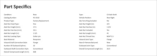 Miniatura 3 de Eje trasero derecho/lado del pasajero CV compatible con Nissan 370Z 2009 2010 2011 2012 2013 2014 2015 2016 2017 2018 2019 2020