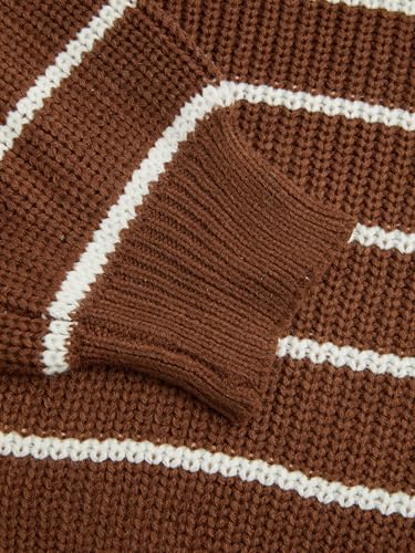 Image of CIDER Women's Cropped Striped Sweater Long Sleeve Crew Neck Trendy Pullover Tops