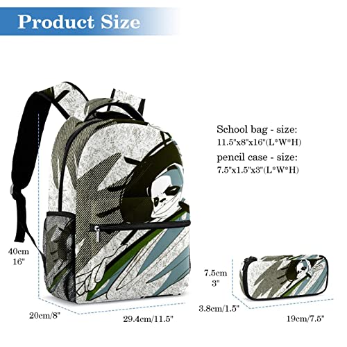 Sac à dos imprimé Panda Universe avec double compartiment et trousse assortie