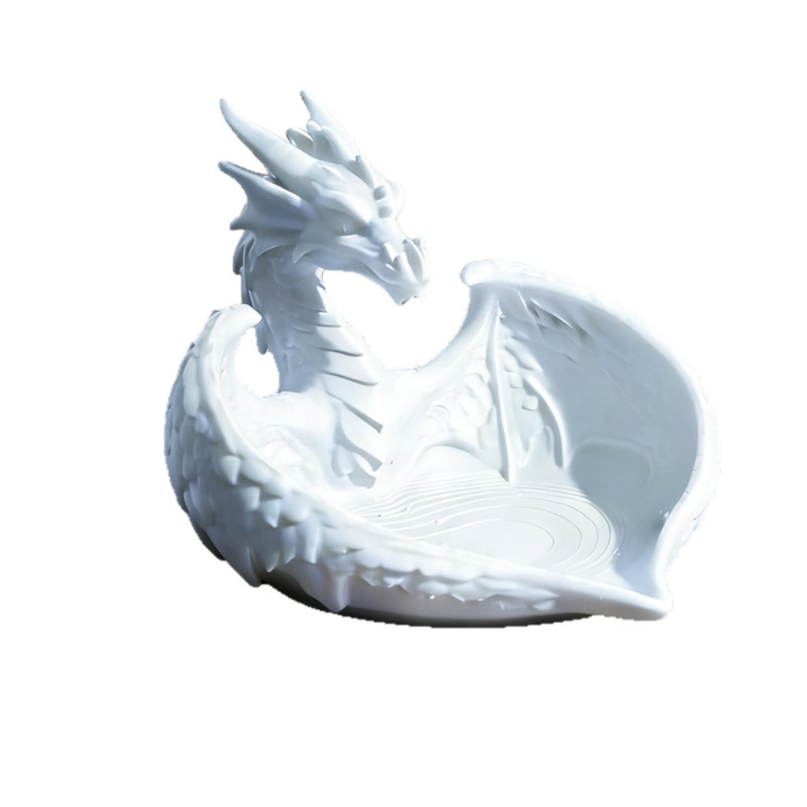 Zxfdsfdbnm 3D Printed Dragon Tray White Trinket Catchall for Jewelry and Lightweight Odds and Ends, Compact Decorative Organizer for Desk, Dresser and Shelf
