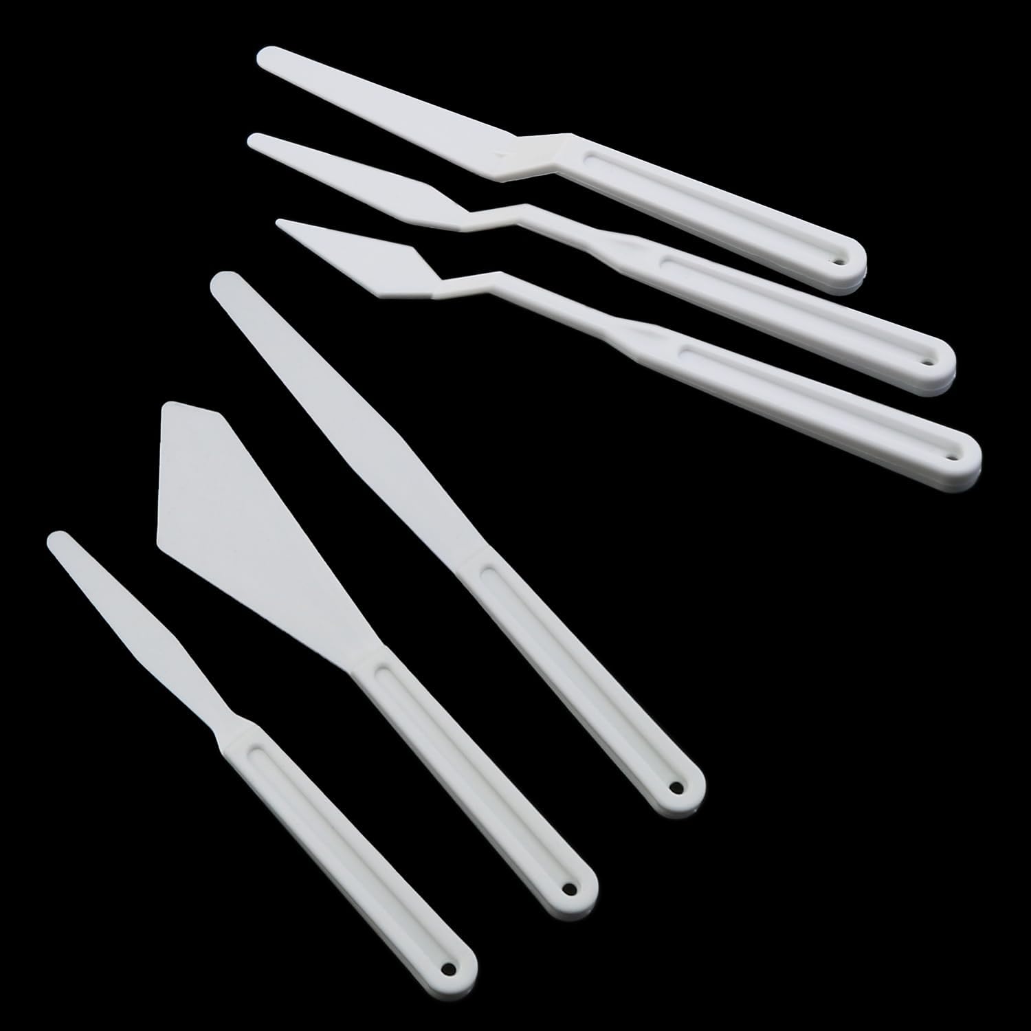 DGZZI 5 Sets White Plastic Scraper Oil Painting Palette Knife Handicraft Tool Suitable for Engraving Acrylic Painting Dry Pigments Ceramics