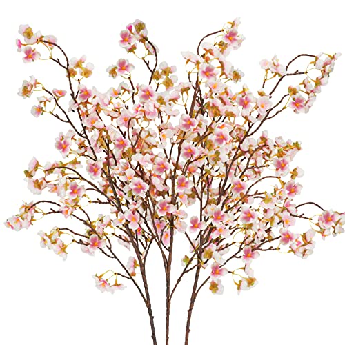 Uieke Silk Cherry Blossom Branches 40.5in Artificial Cherry Blossom Flowers Long Stems Fake Flowers Vase Arrangements for Wedding Home Japanese Decor Set of 8 Pink