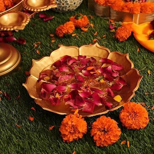 AZMA EXPORTS Round Shape Metal Urli Pot with Taj Border for Home Decor Floating Flower Candle Decoration | Decorative urli Bowl for Home Decor Size 10X10 INCHES (B0DFSG3TL8) Amazon Price History, Amazon Price Tracker