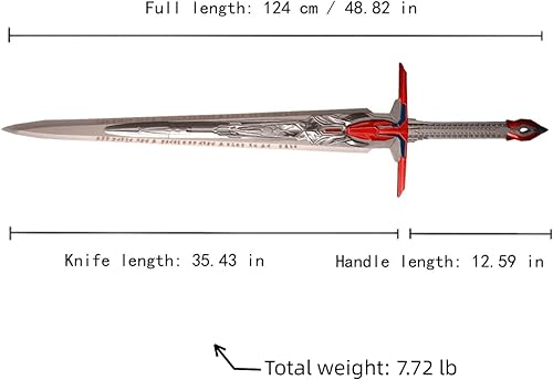 Miniatura 2 de Sword Valley Optimus Prime Sword Replica with Display Hanging Board - 124cm/48.82" Total Length, Stainless Steel Blade, Blade Carving Rune Symbols -