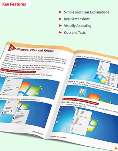 Image of Woodsnipe Beginner Computer Skills Book for Kids Age 7 to 9 | Class 3 & 4 | Learn Computer Basics, Types, Software, Paint, Notepad | Easy Explanation | Quiz & Tests | Answers keys