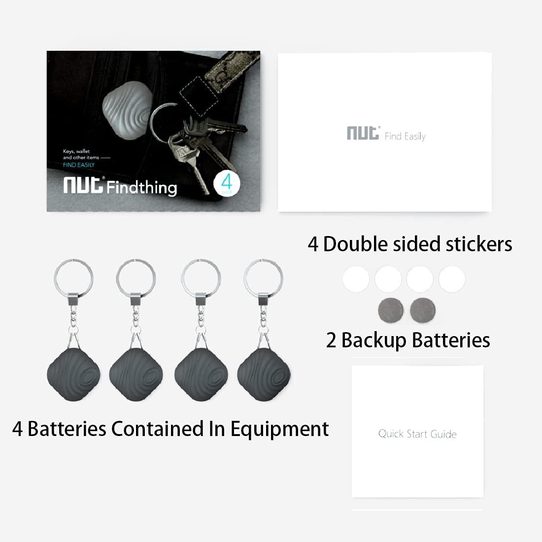 Authеntіс Crаzу Dеаlѕ Nutale Key Finder, 4-Pack Bluetooth Tracker Item Locator with Key Chain for Keys Pet Wallets or Backpacks and Tablets