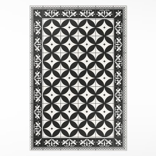 Alfombra de Vinilo 120x180 cm de Material Sintético de Calidad Fácil Limpieza para Cocina Salón y Dormitorio Impermeable Rectangular Decoración de Interiores PCV - Ruedas embaldosadas