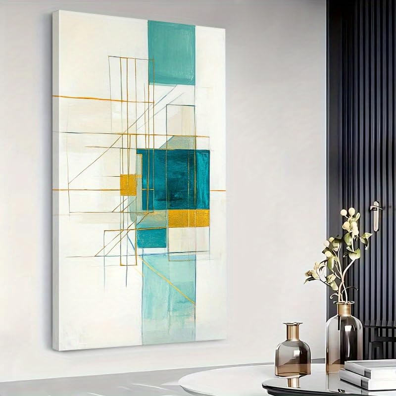 Lignes dorées esthétiques modernes sur tableau géométrique abstrait 70x140cm