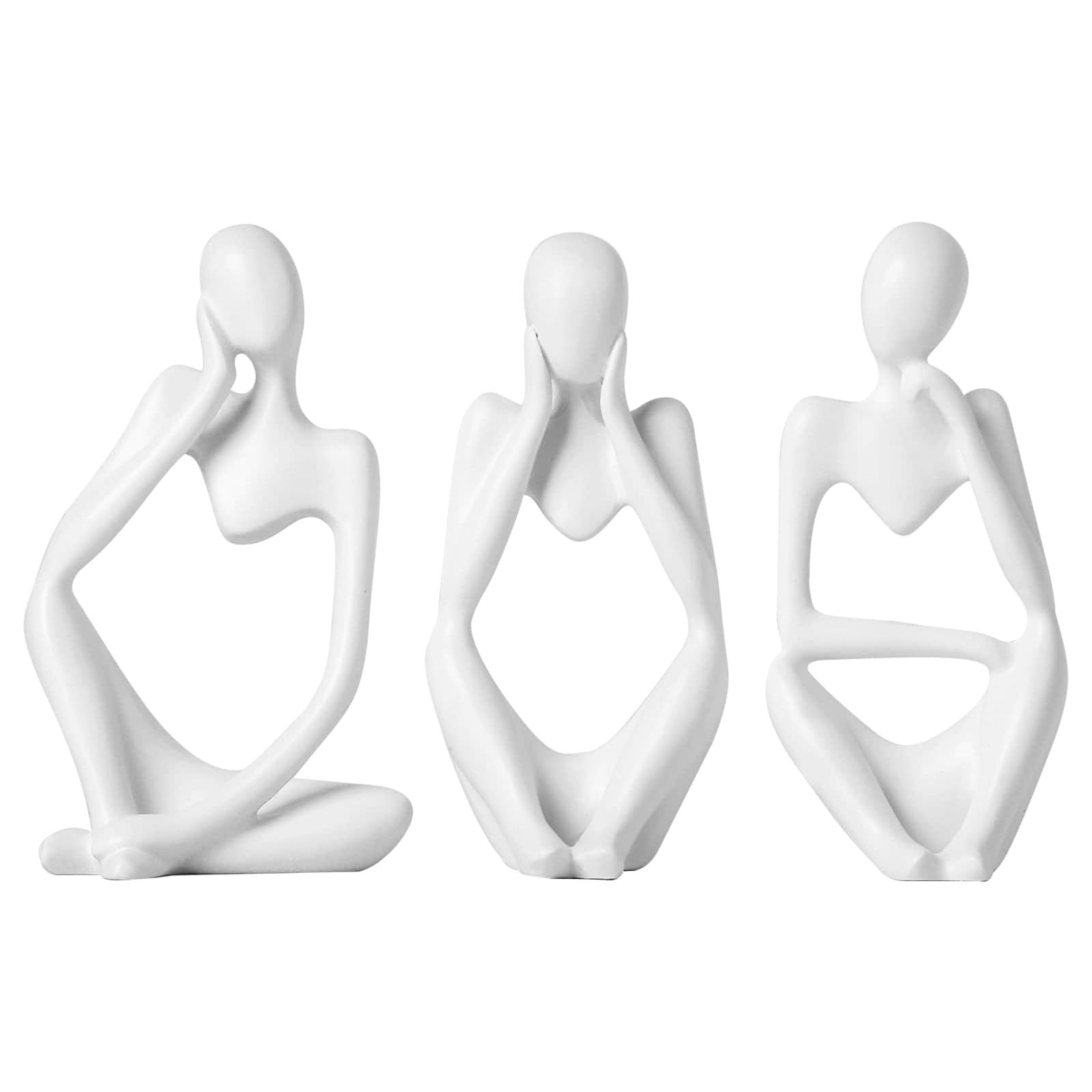 Qaestuan Escultura de Resina Abstracta Pensador, Esculturas Abstractas Estilo Pensador, Figuras Decorativas Moderna para Salón, para Estantería de Escritorio, Oficina, Decoración (Blanco)