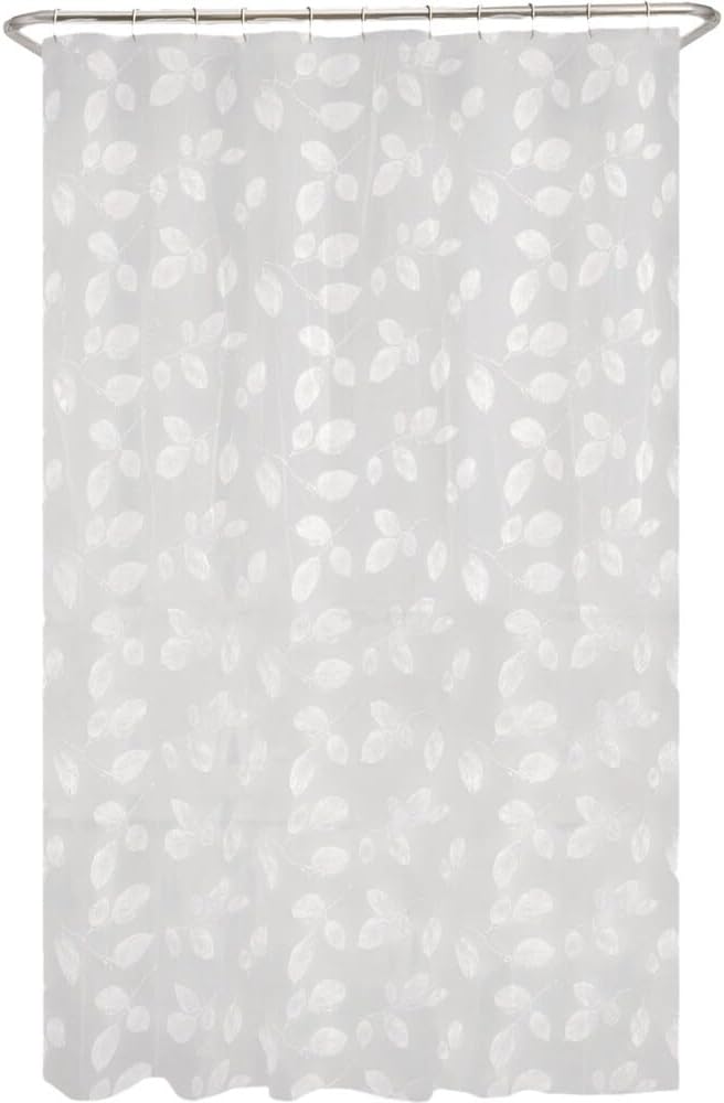 4037053 Cortina de ducha Just Leaves de PEVA, 72 x 70 pulgadas, color blanco, paquete de 3