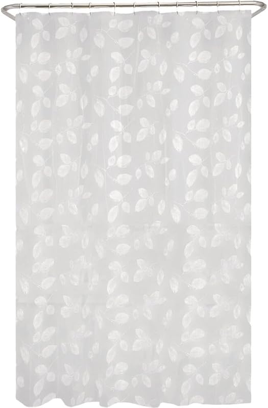 4037053 Cortina de ducha Just Leaves de PEVA, 72 x 70 pulgadas, color blanco, paquete de 3