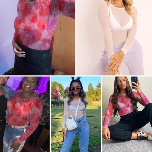 Image of Buauty Sheer Tops for Women,Mesh Fishnet Tops Plus Size,Stylish and Sensational Mesh Blouses for Fashion-Forward Ladies