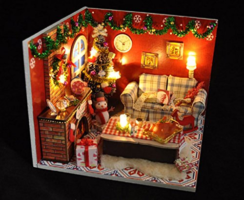 Flever Dollhouse Miniature Diy House Kit Creative Room With Furniture And Glass Cover For Romantic Artwork Gift(Dreamlink Of Christmas) #TOP4
