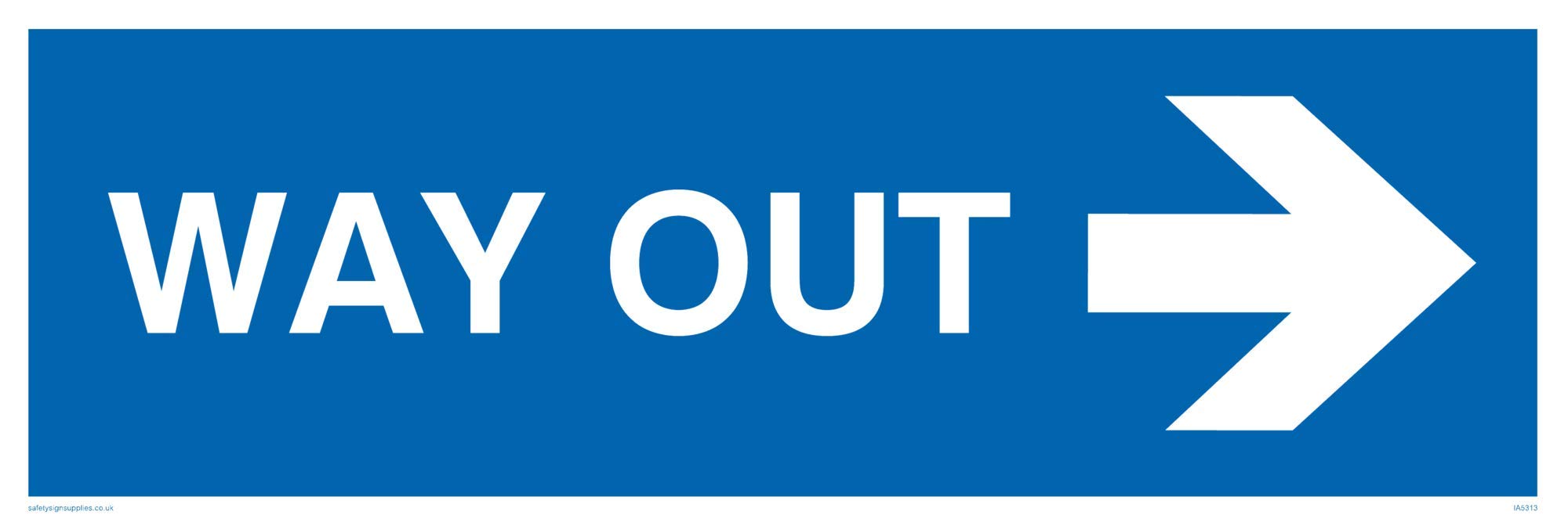 IA5313-L31-V "Way Out (Arrow Right)" Sign, Vinyl, 100 mm H x 300 mm W