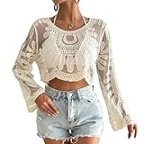 Coberturas florales para mujer, transpirables, transparentes, cuello , bordado floral, semitransparente, de poliéster, lindo cuello para vacaciones en la playa