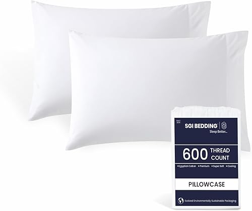 Vista 21 de SGI Bedding 600 hilos 100% algodón egipcio fundas de cojín y funda de almohada 01-Blanco