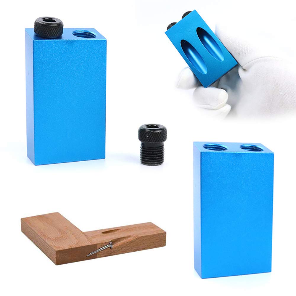7PCS Set guida trapano per foro tasca, kit di perforazione foro tasca da 15 gradi Kit guida posizionatore guida obliqua per legno