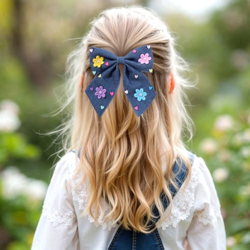 Pinzas para cabello moño de mezclilla azul 2 piezas miniatura 2