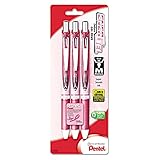 Pentel Pink BCA Ribbon Pentel EnerGel Deluxe RTX Retractable Liquid Gel Pen Pack, 0.7mm, Medium Line, Metal Tip, Pink Barrel, Black Ink, 3 Pack (BL77PBP3A-BC)