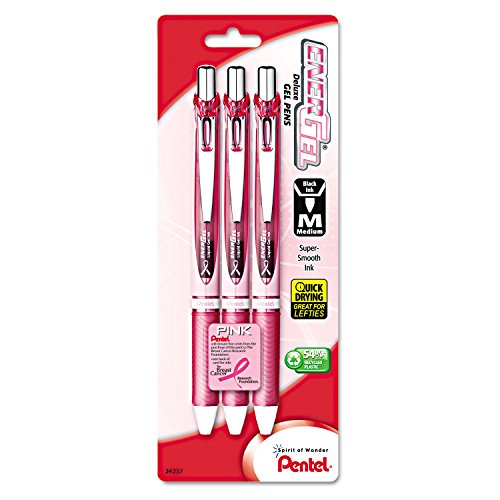 Pentel BL77PBP3ABC EnerGel RTX Retractable Liquid Gel Pen, .7mm, Pink Barrel, Black Ink. 3/Pack