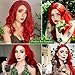 Fancy Hair Long Red Wavy Wigs for Women Curly Middle Part Red Wig Natural Looking Synthetic Heat Resistant Fiber Wigs Hair for Daily Party Use Cosplay Ariel Halloween