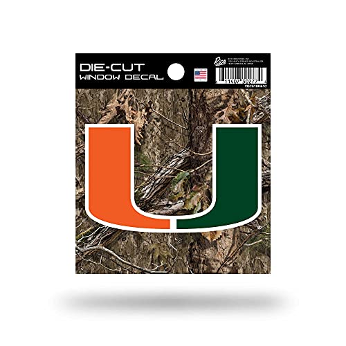 Rico Industries NCAA Miami Hurricanes - The U Primary Logo on Camo 4" x 4" Sports Decal