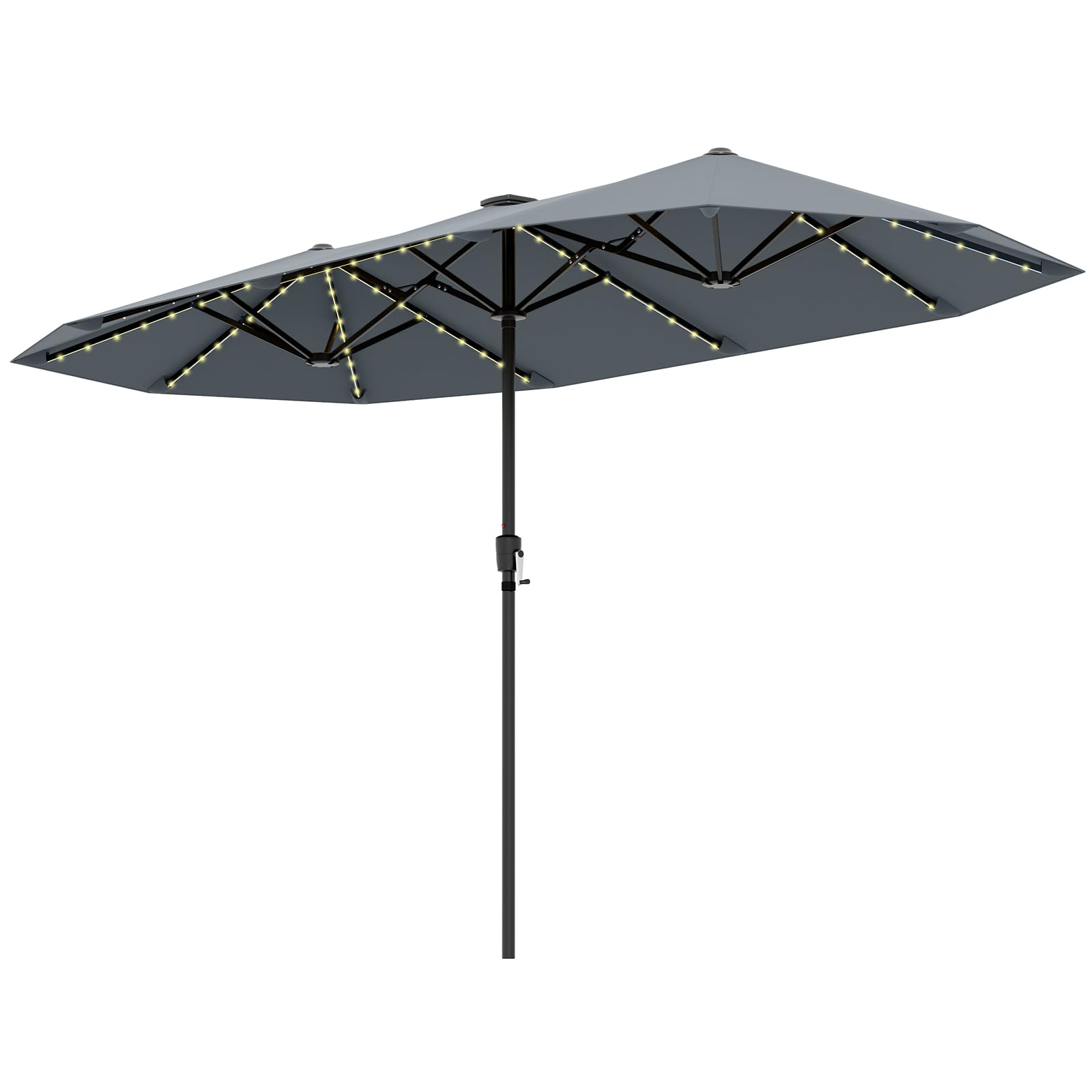 GOPLUS Sombrilla Jardín Grande Ø 392 cm, Parasol Terraza Exterior con Manivela, Tela Poliéster 180gr/m2, Chapeau de Sol Jardin para Patio, sin Base