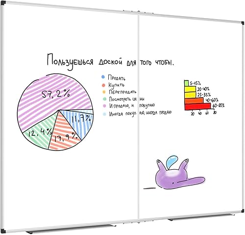 XBoard Pizarra blanca magnética grande de borrado en seco de 60 x 36 pulgadas, 5 x 3 pies, pizarra blanca plegable para pared con bandeja de