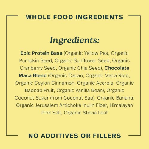 Image of Sprout Living Epic Protein, Plant Based Protein & Superfoods Powder, Chocolate Maca Powder | 20 Grams Organic Protein Powder, Vegan, Non Dairy, Non-GMO, Gluten Free, Low Sugar (2 Pound, 24 Servings)