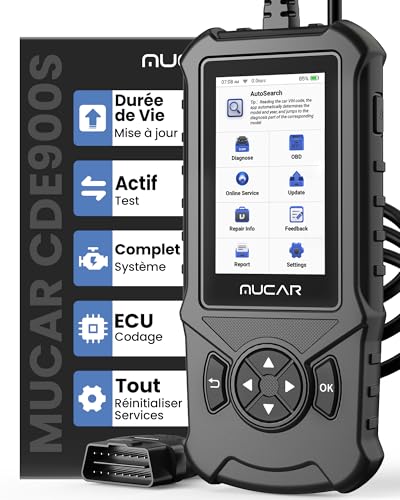 mucar CDE900S Valise Diagnostic Auto Compatible avec Peugeot, Citroën, Renault,Outil de Diagnostic Complet du Système, 40+ Services de Réinitialisation,...