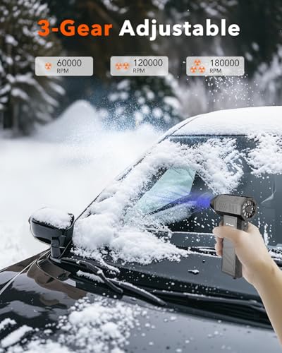 undefined Compressed Air Duster, 180000RPM Electric Air Duster, Rechargeable Cordless Air Blower with 3-Gear Turbo Fan, Canned Air Alternative for Keyboard, PC, Computer, Car, Home & Outdoor Use (Pure Black) の商品画像 3