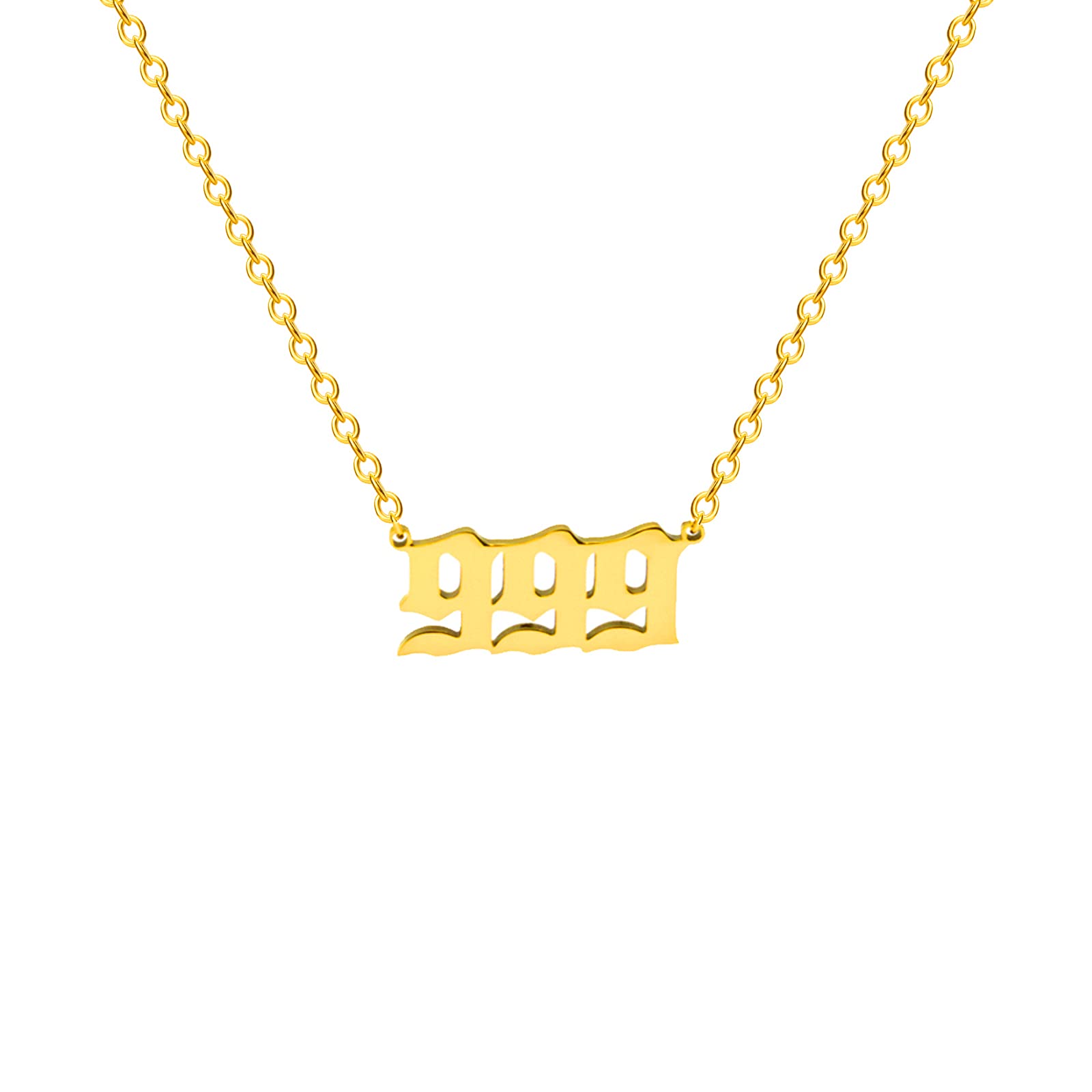 HUASAIAngel Number Necklace for Women Lucky Number Necklace Gold Plated Dainty 222 444 777 888 Pendants Numerology Choker