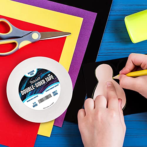 Tssart Ultra-Thin Permanent Double-Sided Tape - Double Sided Adhesive Sticky Tape For Arts, Crafts, Photography, Scrapbooking, Tear-By-Hand - Acid Free 1 Inch Wide 180Ft Long #TOP5