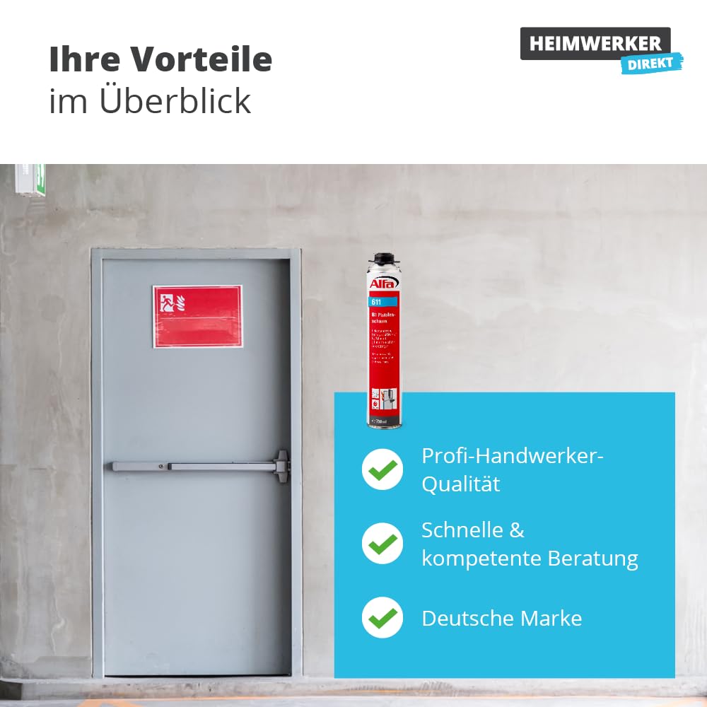 4x Alfa B1 Pistolenschaum (1K) 750 ml Profi-Qualität einkomponentiger, feuchtigkeitshärten B1-Brandschutzschaum schwer entflammbar