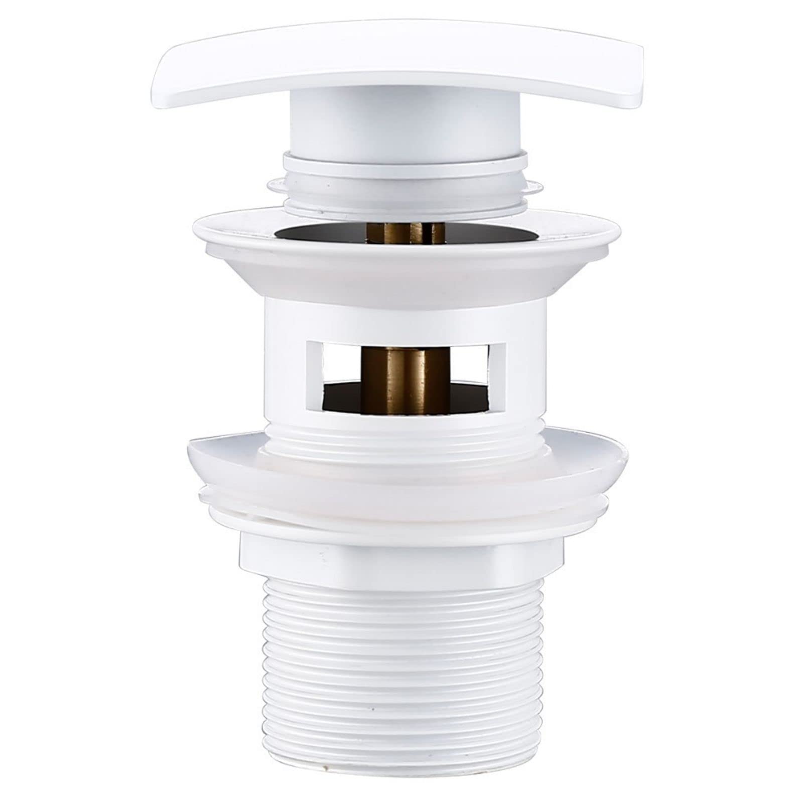 Pop-up Bonde de Lavabo avec Trop Plein, Clic-clac Bonde de Vidage Lavabo Laiton Bonde D'écoulement Square Ecoulement de Lavabo pour Evier ou Lavabo,Blanc