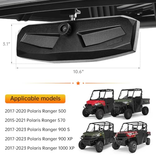 Image of UTV Side Mirrors + Center Rearview Mirror Kit,Compatible with Polaris Ranger 1000 900 570(The Center Mirror is Only Suitable for Models with Drop-Down Mounting Holes,Not Compatible with Full-Door)