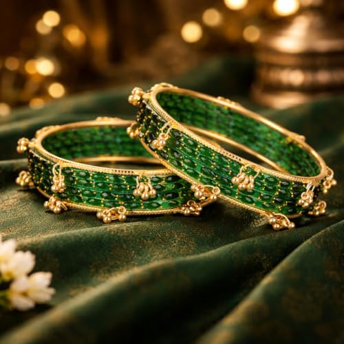 Image of Shining Diva Fashion 16 Pcs Trendy Stylish Glass & Kashmiri Ghungroo Bangles Set for Women & Girls | Traditional Festive Wedding Party Jewellery