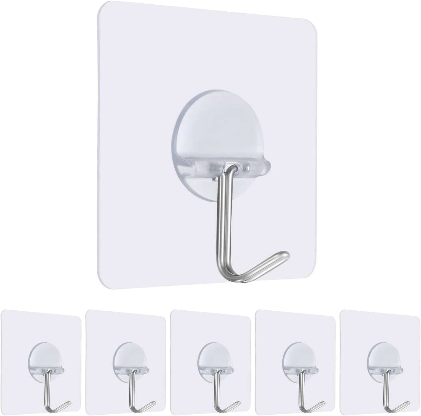Famoy Wall Hooks, Adhesive Heavy Duty Hooks for Hanging Bathroom Kitchen Office Ceiling (Pack of 6)