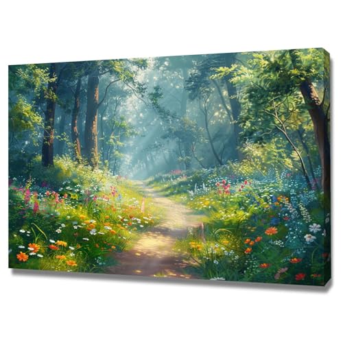 Tableau decoration murale fleurs pour illuminer un salon sombre grâce à la forêt de soleil