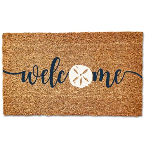 Beach Welcome Doormat Outdoor Summer Doormat Sand Dollar Decor Beach House Sign Beach House Decor Beach House Gift Summer Welcome Mat (24x16)