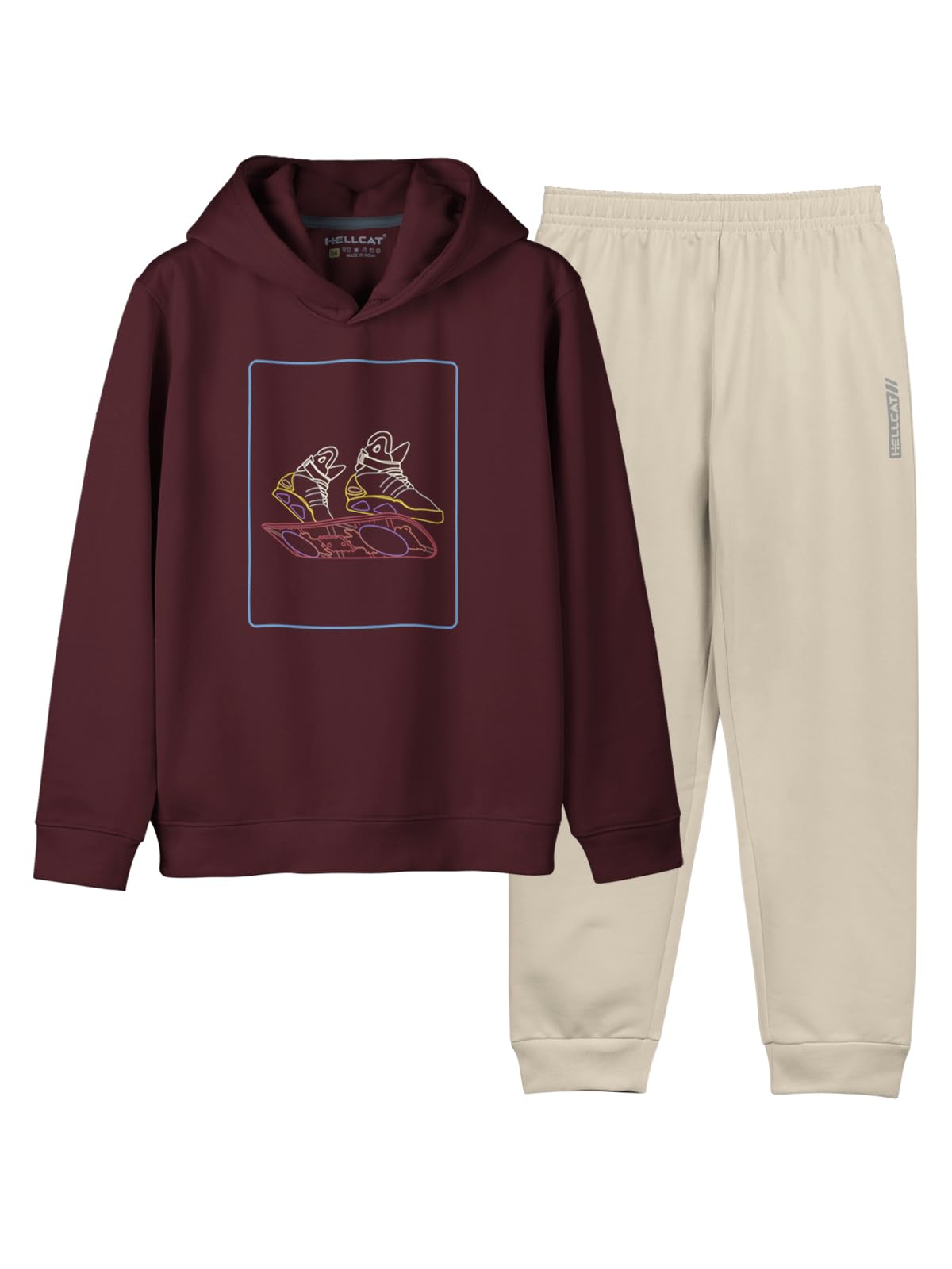 HELLCAT Printed Cotton Blend Hoodie T-shirt and Jogger Trackpant Clothing Set for Boys.-image-22