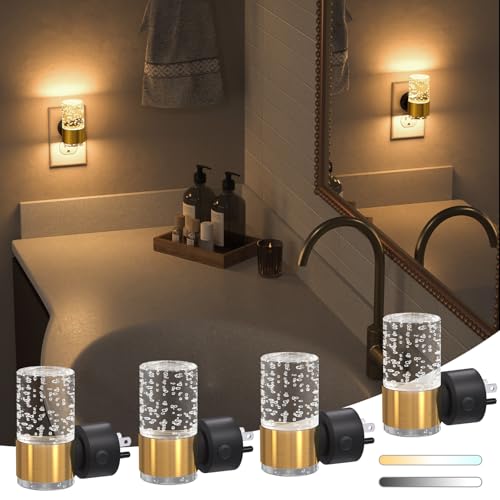 Image of NIORSUN Night Light Plug into Wall, Dimmable Nights Lights with 3 CCT & 5 Brightness Levels, Slim Acrylic Plug in Night Light, Auto Dusk to Dawn Sensor for Stairs, Hallway, Bathroom(4 Pack, Gold)